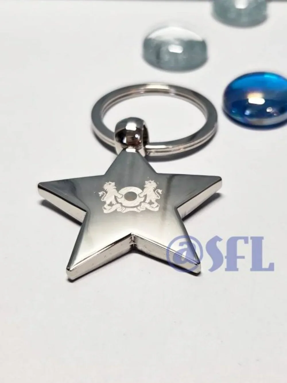 Trollbeads Silver Tone Keychain With Robert Frost's Quote Star Shape Key Fob